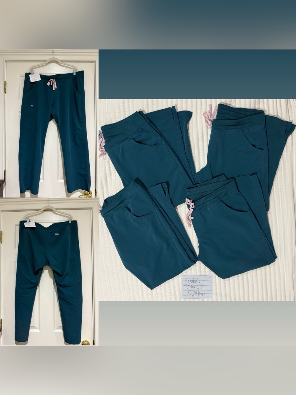 Figs Kade Petite Cargo Scrub Pants Caribbean Blue